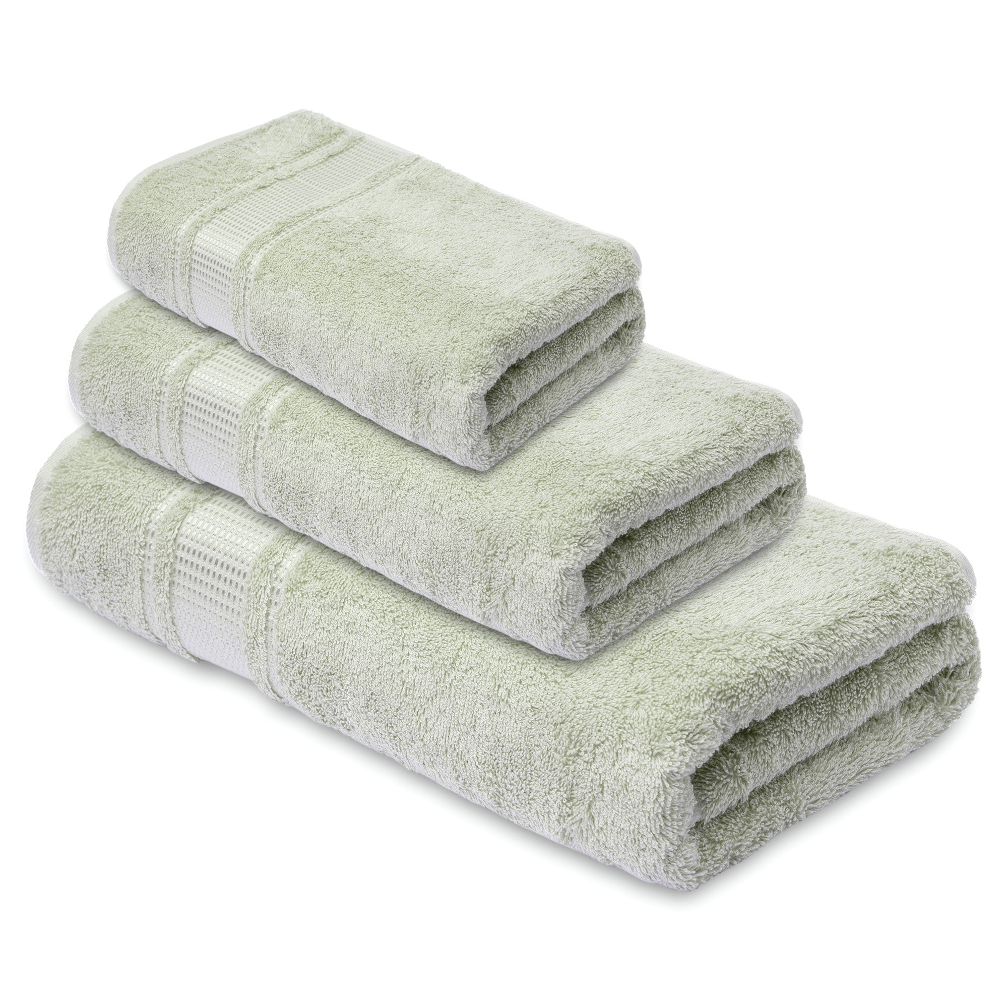 Melissa Linen Premium Turkish Cotton Set of 3 Luxury Bath Towel Set, Green