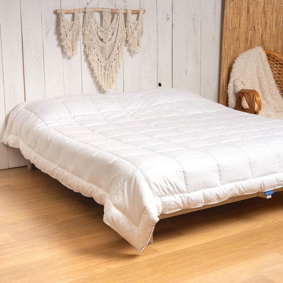 Melissa Linen Queen Size Down Alternative Comforter, Bamboo Jacquard Cotton, White