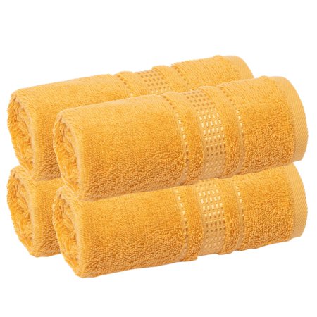 Melissa Linen Turkish Cotton Fingertip Towels, 12 x 18 in Yellow (4 Piece)