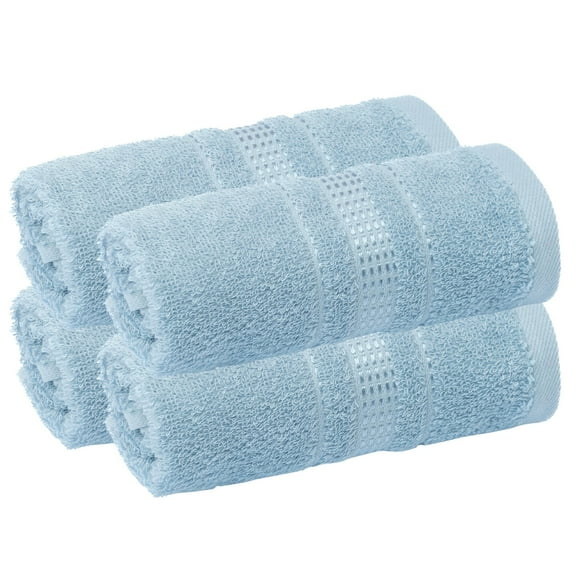 Melissa Linen Turkish Cotton Fingertip Towels for Adult, 12 x 18 in Ocean Blue (4 Piece)