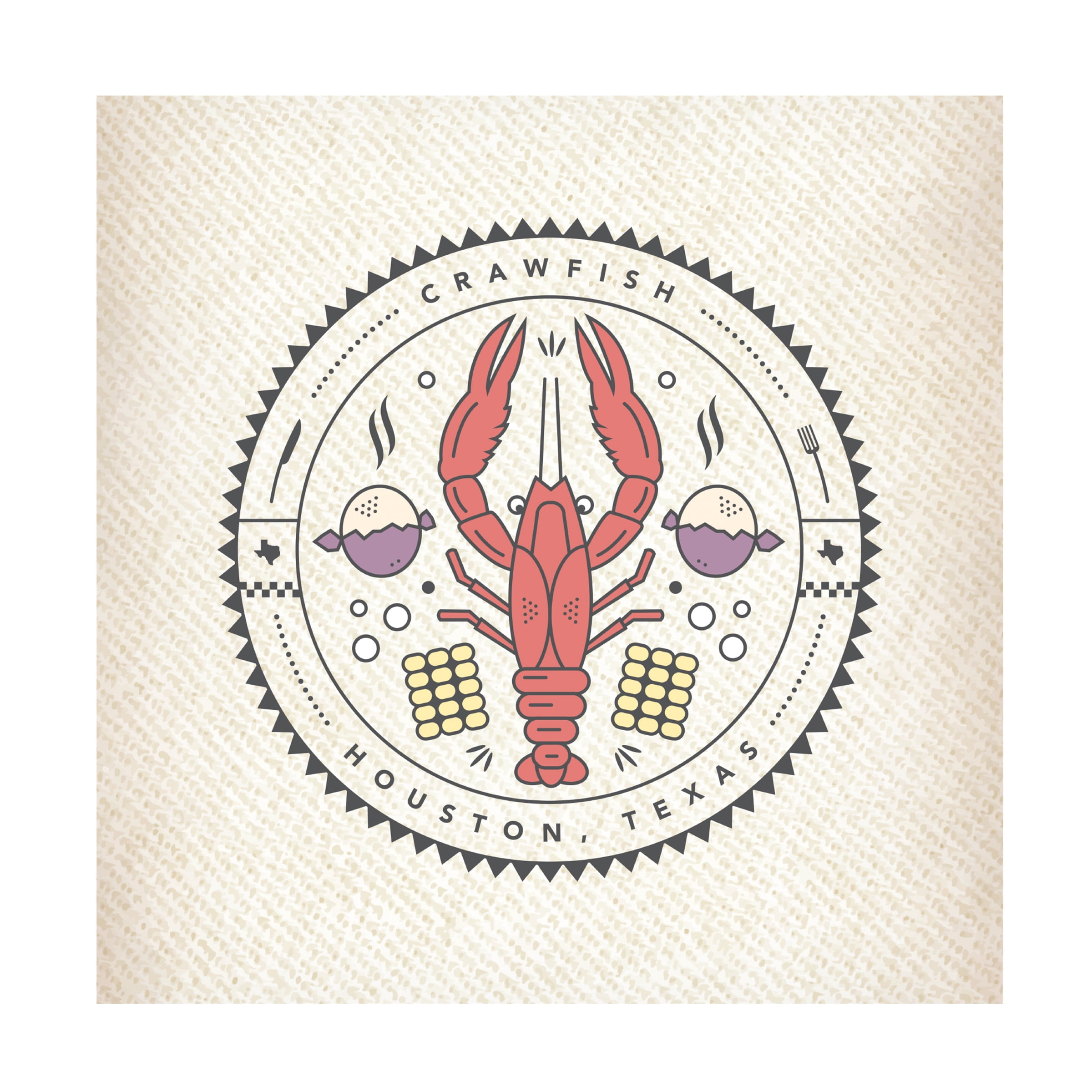 Houston Texas Crawfish 14" x 14" Canvas Art