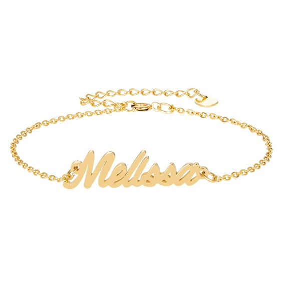 Melissa Name Bracelet Gold Dainty Initial Name Chain Bracelets for Girls Graduation Gift