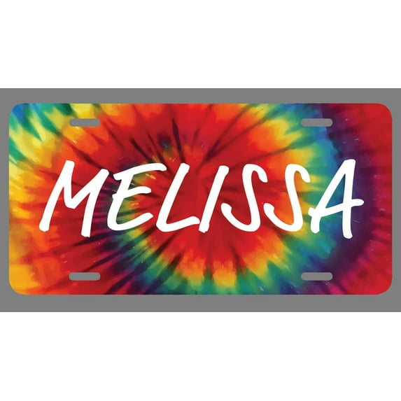 Melissa Name Tie Dye Style License Plate Tag Vanity Novelty Metal | UV Printed Metal | 6-Inches By 12-Inches | Car Truck RV Trailer Wall Shop Man Cave | NP1501
