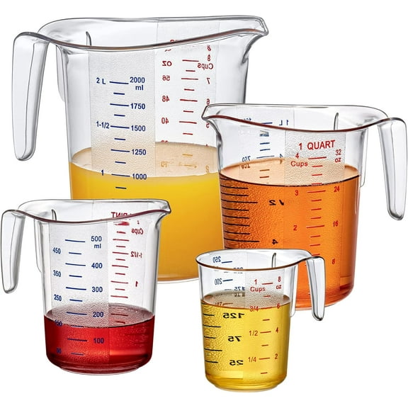 - Melissa - Plastic Measuring Cups (4- Set), -Grade Measuring Jugs, 1/2/4/8-Cup Capacity, Unbreakable, Stackable, Dishwasher-Safe, for Oil, Vinegar, Flour, and
