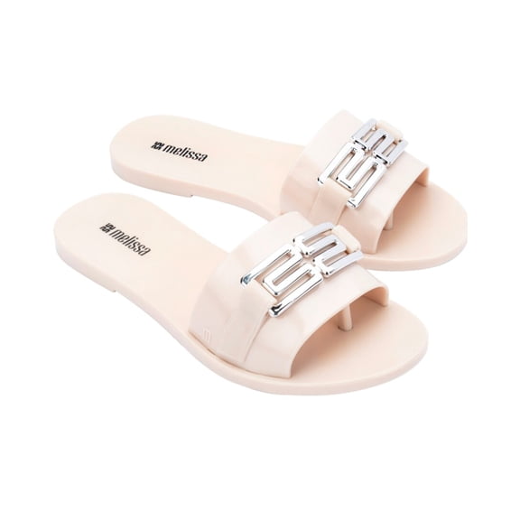 Melissa Shoes Babe M Chic Slide, 9, Beige