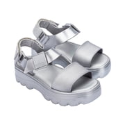 Melissa Shoes Kick Off Metallic Platform, 5, Silver