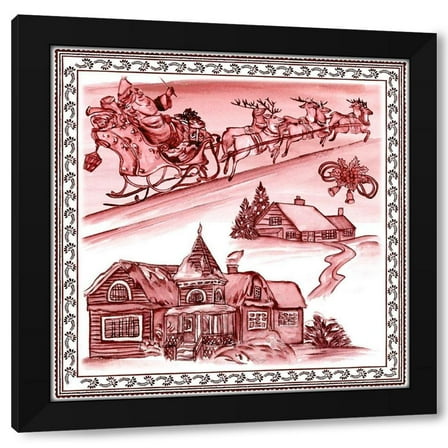 Melissa Wang 12x12 Black Modern Wood Framed Wall Art Titled - Christmas Wonderland Toile I