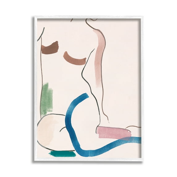 Melissa Wang Abstract Seated Female Figure Playful Thick Lines 24 in x 30 in Framed Painting Art Prints, by Stupell Home Décor