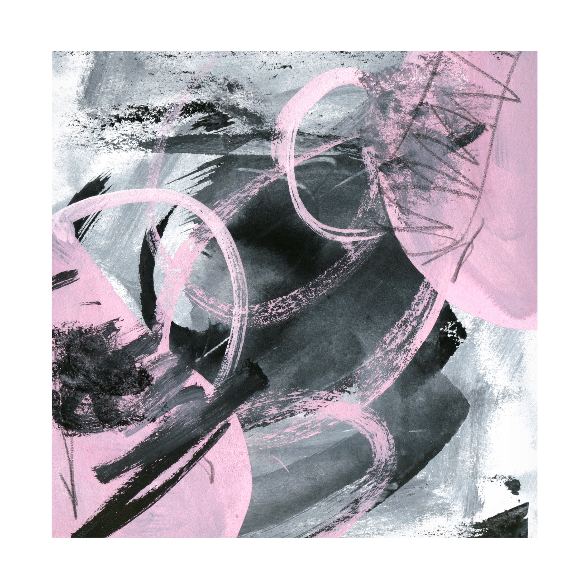 Melissa Wang Abstract White and Black Canvas Art, 14" x 14"