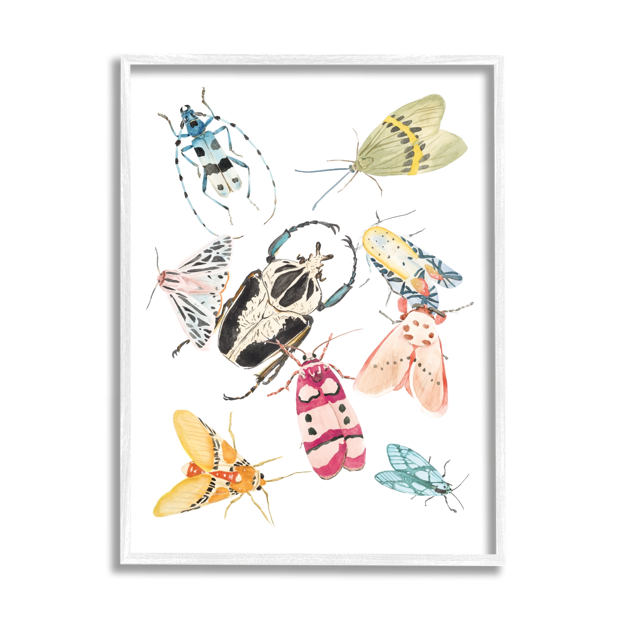 Melissa Wang Garden Insect Arrangement Charming Winged Creatures 24 in x 30 in Framed Painting Canvas Art Print, by Stupell Home Décor