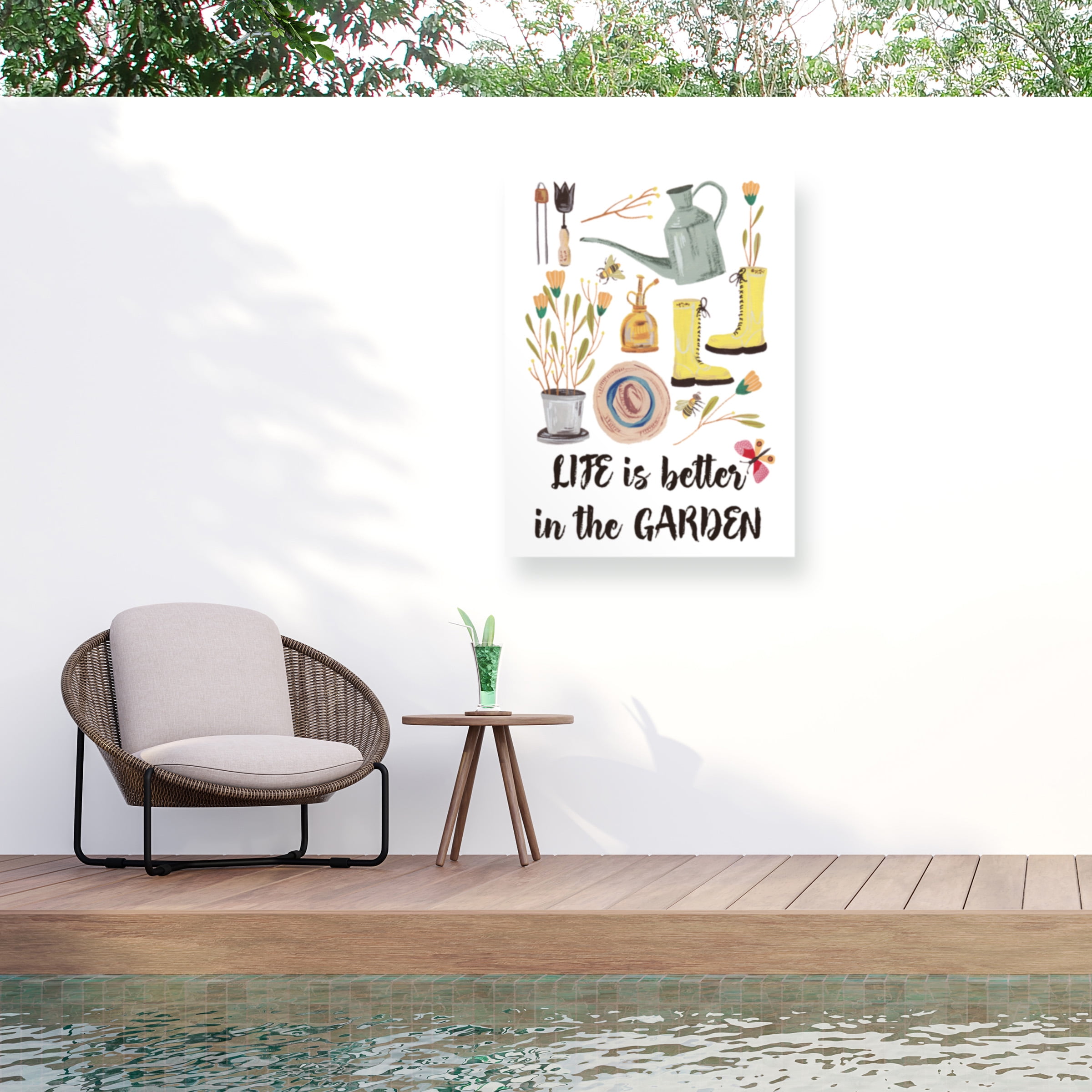 Life is Better in the Garden Outdoor Canvas Print 18x24