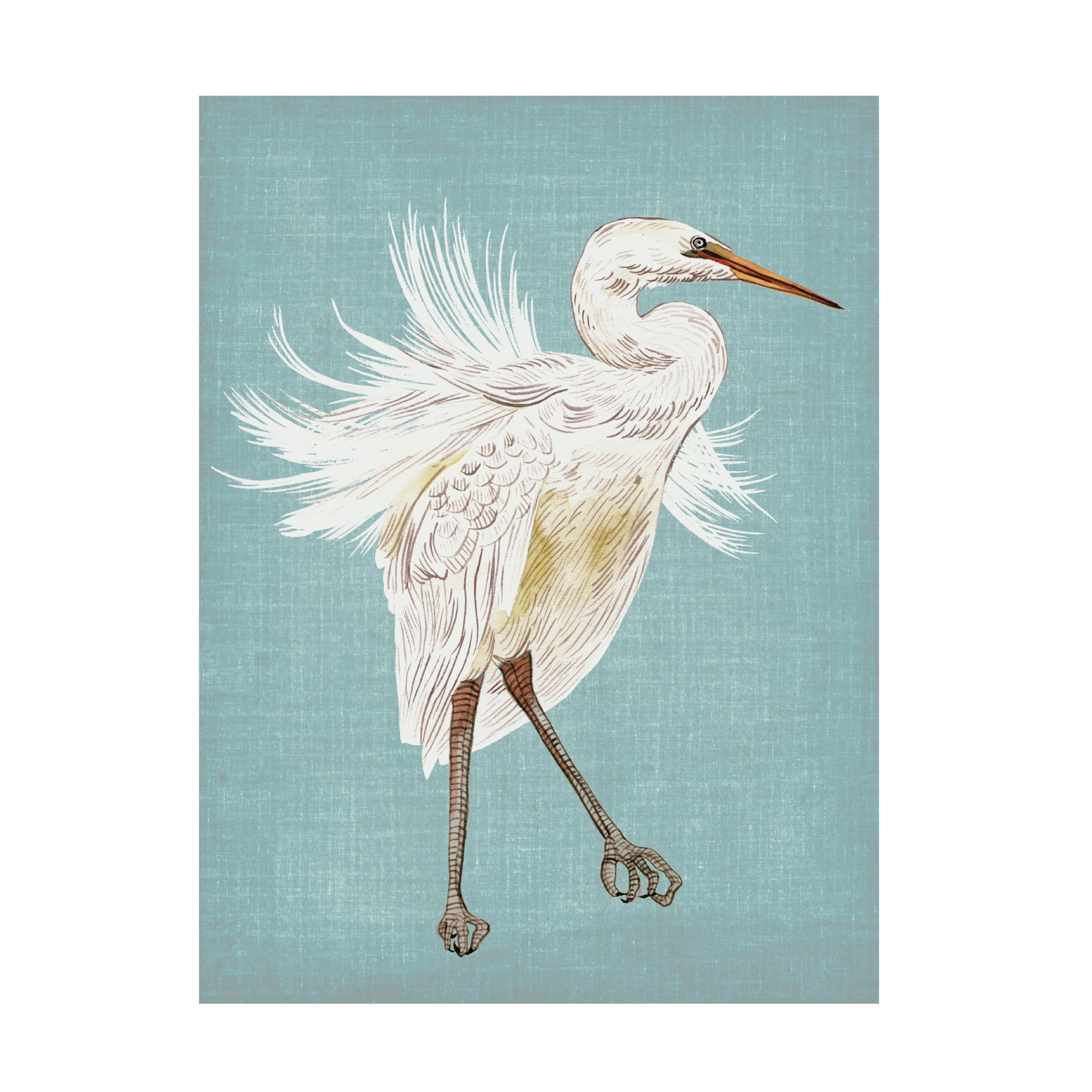 Heron Plumage III 19" x 14" Canvas Art in Blue and White