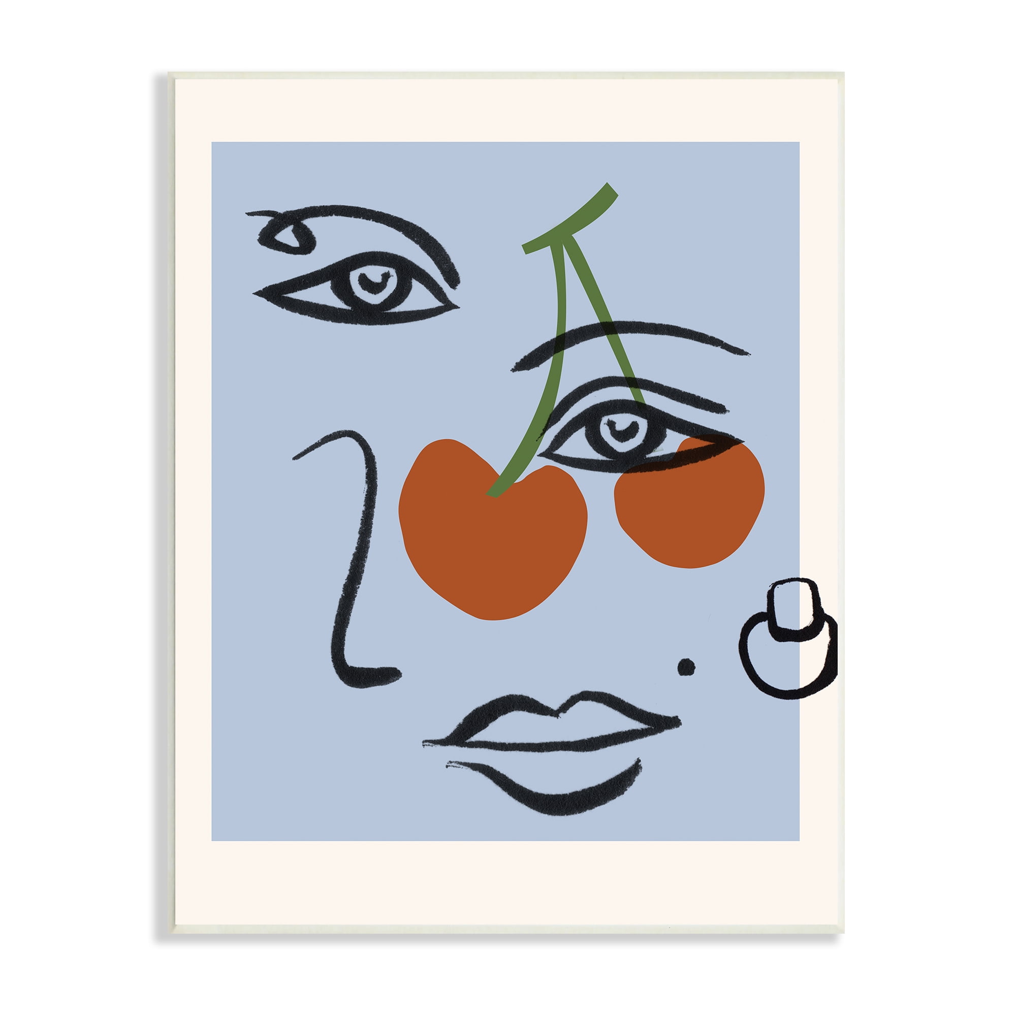 Stupell Industries Abstract Face Bold Cherries Purple Beauty Mark, 10 x 15, Designed by Melissa Wang