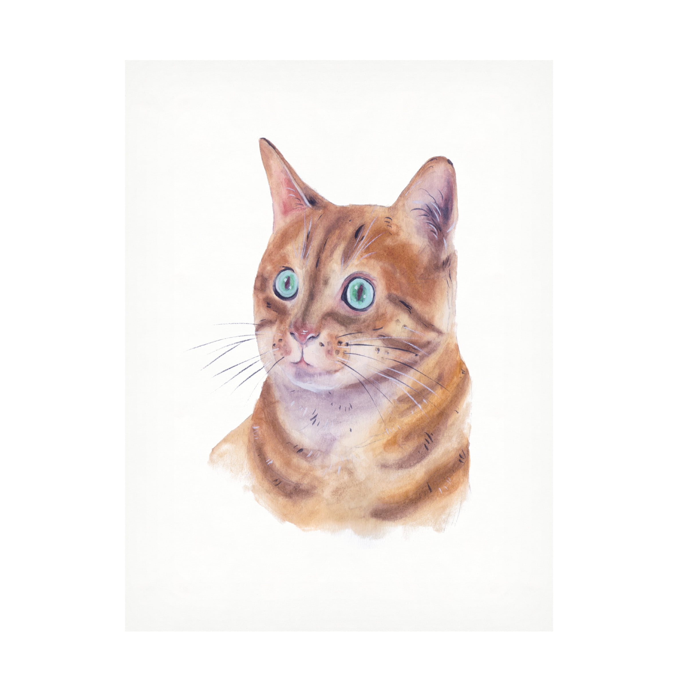 Large White and Tan Canvas Art with Orange Cat