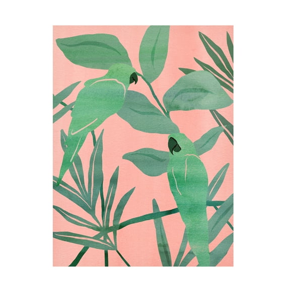 Melissa Wang 'Pink and Green Birds of Paradise I' Canvas Art