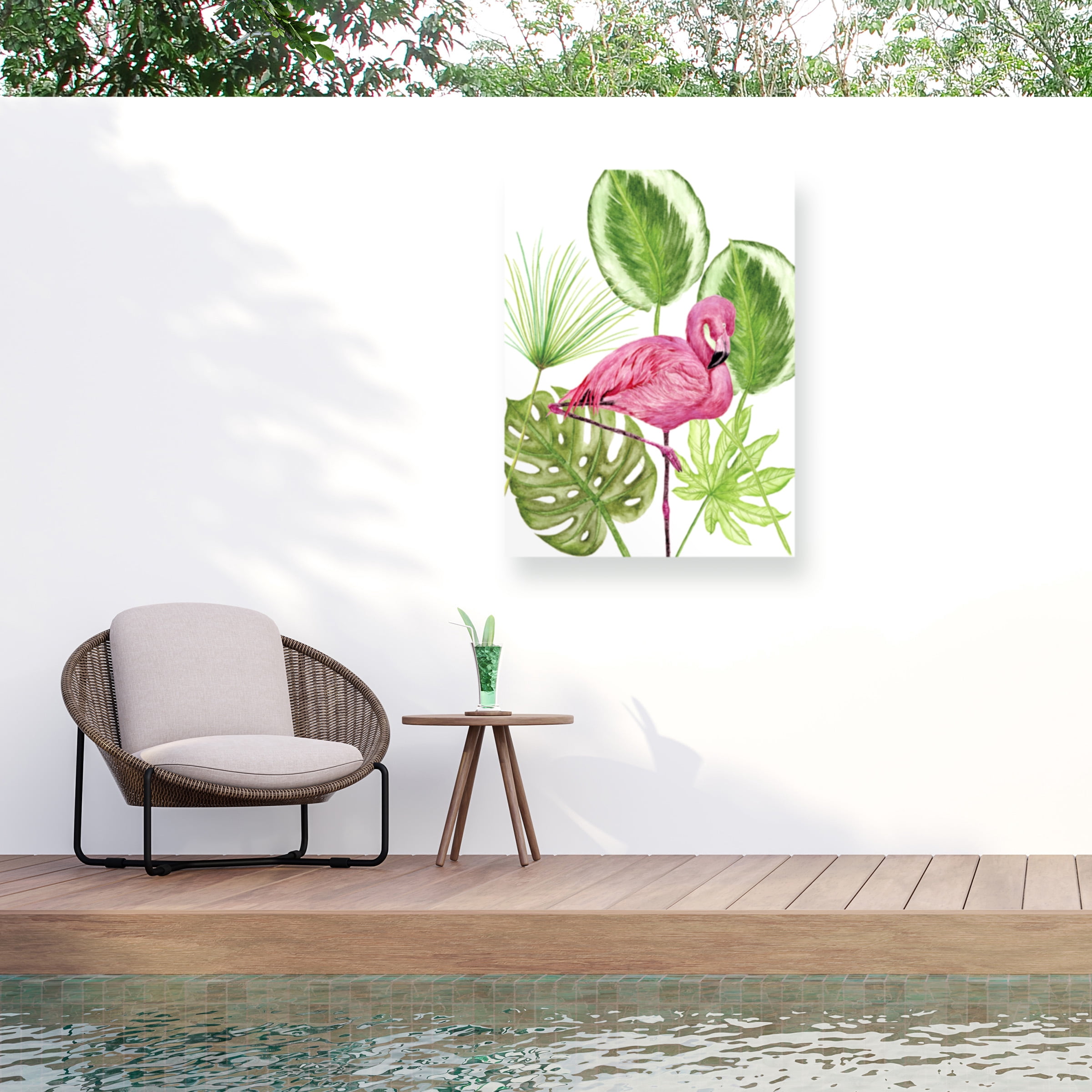 Melissa Wang 'Tropical Flamingo II' Outdoor Canvas 24x24