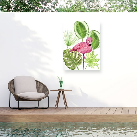 Melissa Wang 'Tropical Flamingo II' Outdoor Canvas 32x32