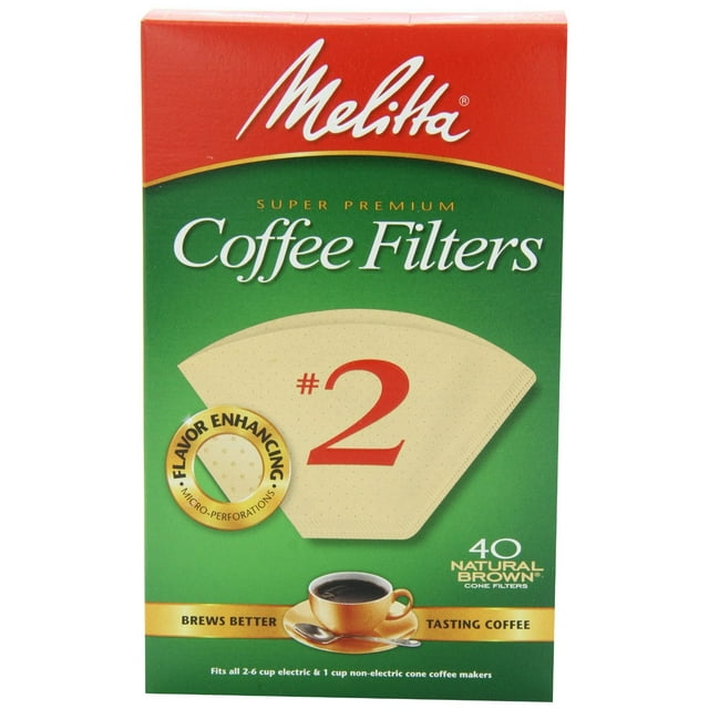 Melitta 2 Natural Brown Cone Coffee Filters, 40 Ct