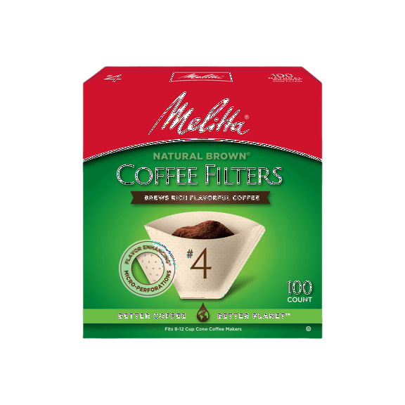 Melitta #4 Natural Brown Cone Coffee Filters, 100 Ct