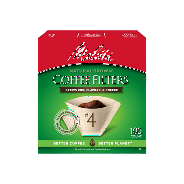 Melitta #4 Natural Brown Cone Coffee Filters, 100 Ct