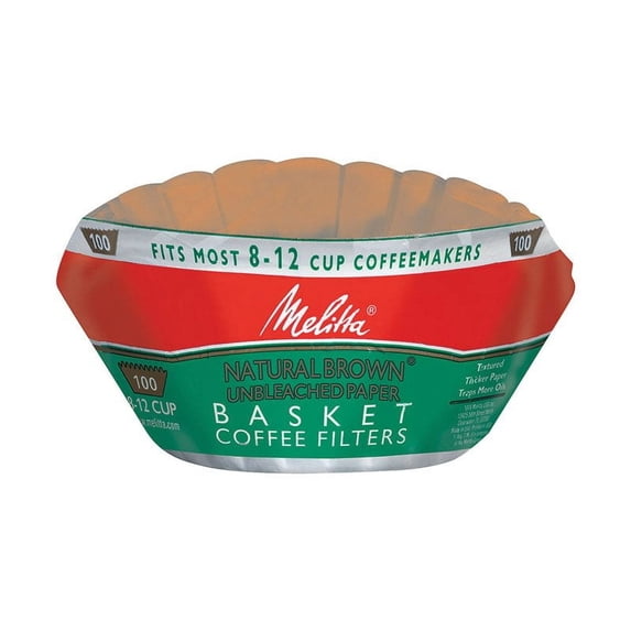 Melitta 8-12 Cup Natural Brown Basket Coffee Filter, 100 Ct