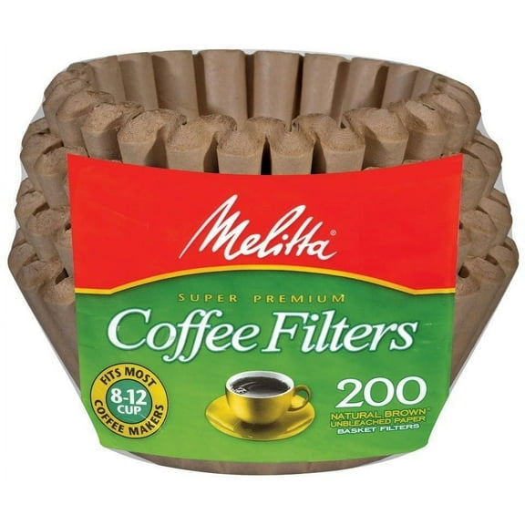 Melitta 8-12 Cup Basket Coffee Filters Paper Natural Brown, 200 Count, 2 Pack