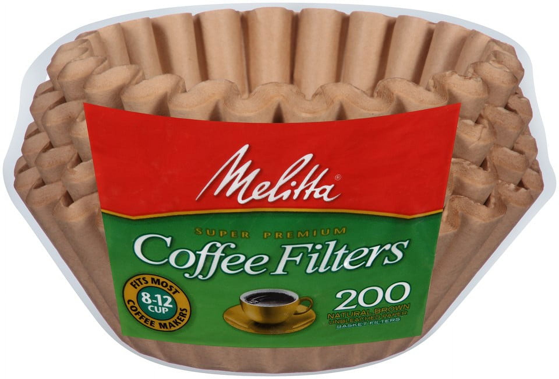 Melitta Natural Brown 8-12 Cup Basket Coffee Filters, 200 Count