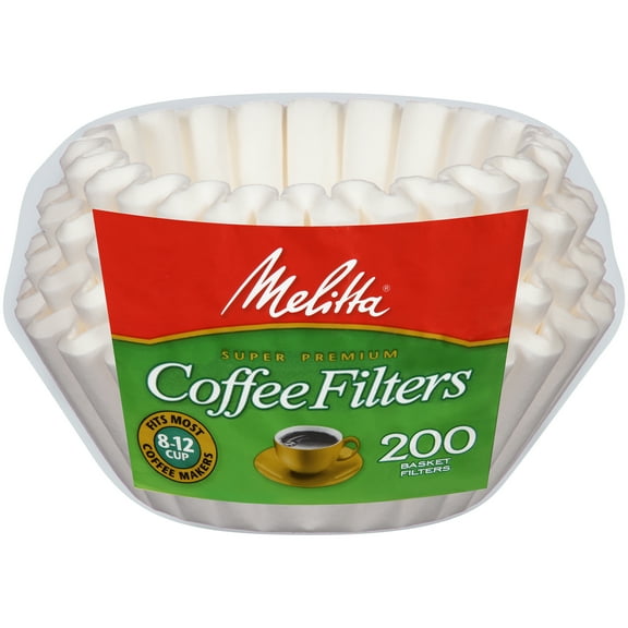 Melitta 8-12 Cup White Basket Coffee Filters, 200 Ct