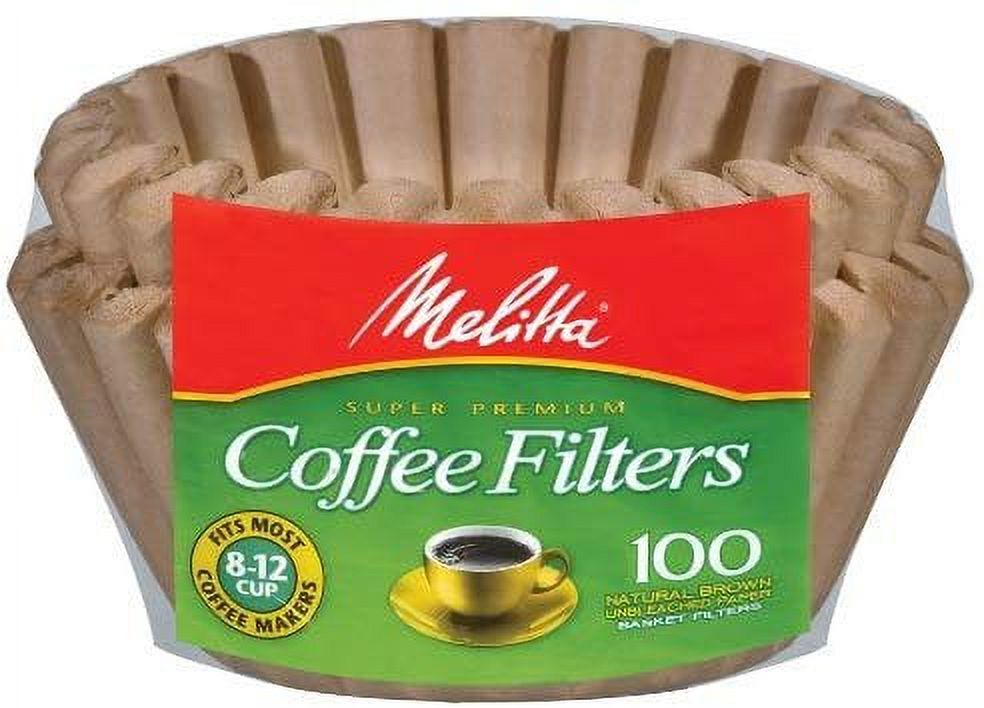 Melitta Basket Coffee Filters, Super 8-12 Cup 100 Count Pack of 1, Natural Brown - image 1 of 2