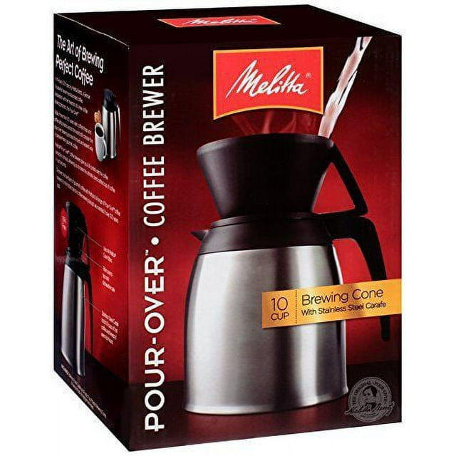 Melitta Coffee Maker, 10 Cup Pour Over Brewer with Stainless Thermal