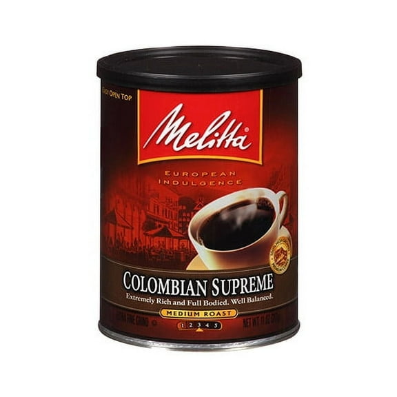 Melitta Colombian Supreme Ground Coffee, Medium Roast, 11 oz. Canister