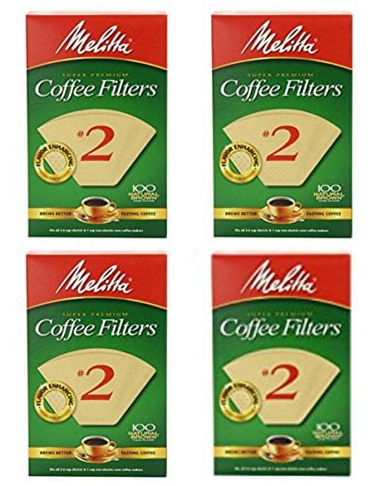 Melitta Cone Coffee Filter #2 100 Count- Natural Brown (Pack Of 4)