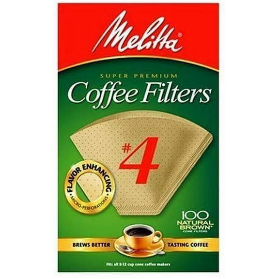 Melitta Cone Coffee Filters, Natural Brown #4, 100 Count Pack Of 3