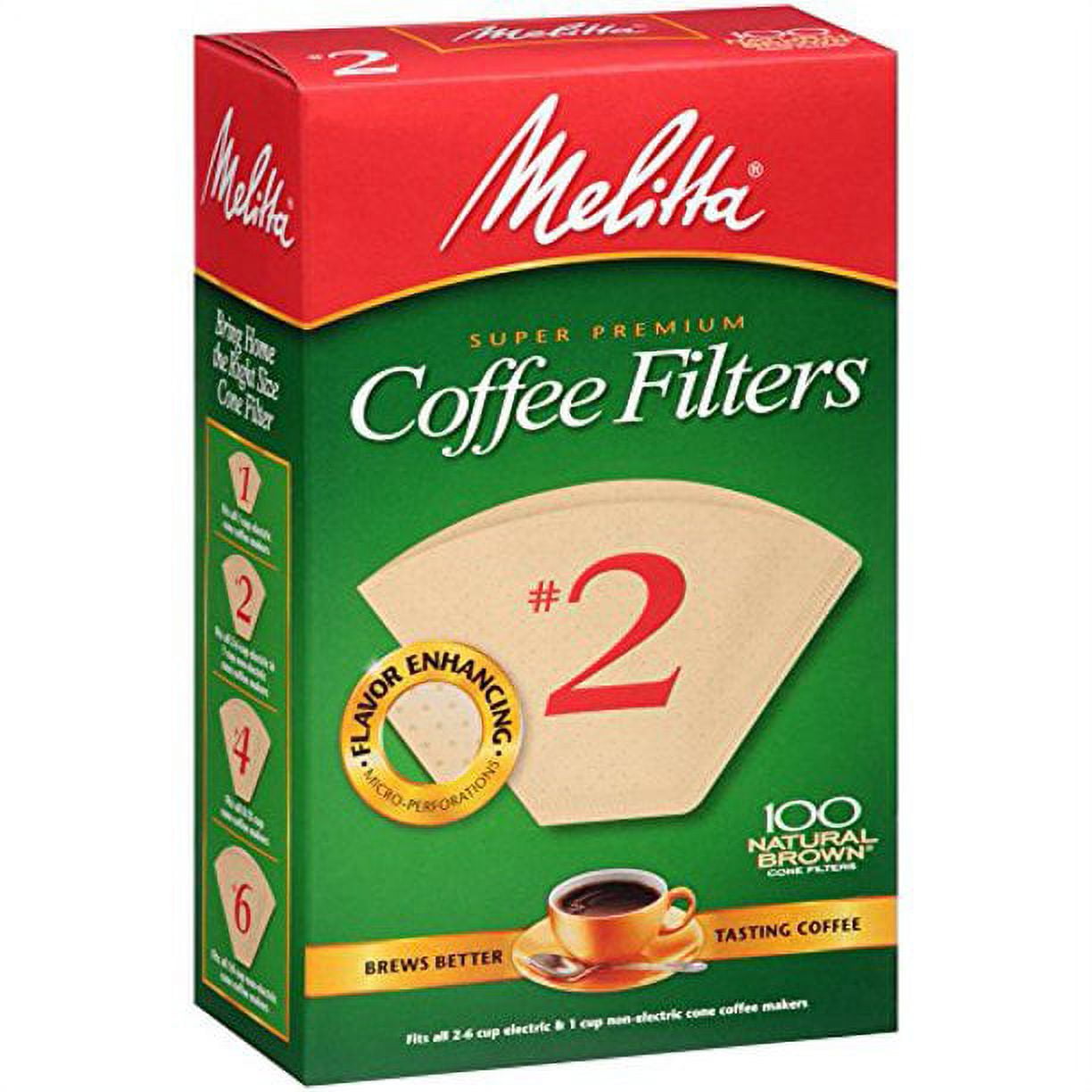 Melitta Cone Coffee Filters, Natural Brown, No. 2, 100Count Filters