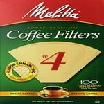 Melitta #4 Cone Coffee Filters, Unbleached Natural Brown, 100 Total Filters Count - Packaging May Vary