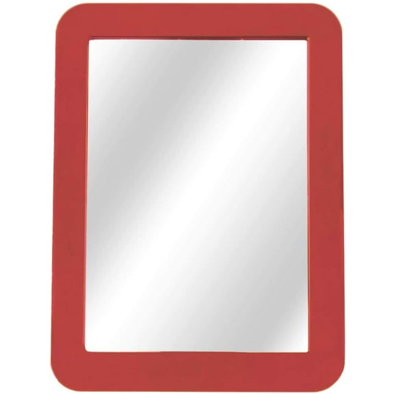 Melitta Magnetic Locker Mirror - 5" x 7" Durable,Glass Framed,easy to use for Bathroom,Shaving,Household Refrigerator,Toolbox,Portable-Red