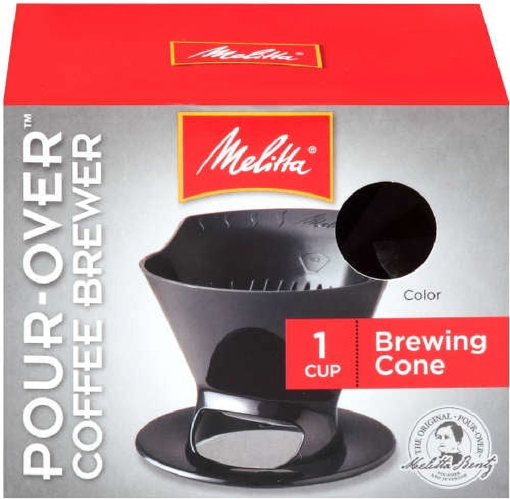 red and grey box with a black pour over coffee cone on it