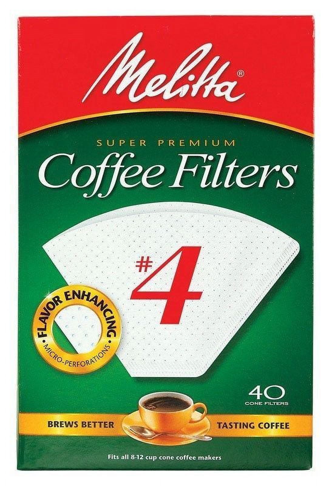 Melitta Premium 4 Cone Paper Coffee Filters White Measure Markings