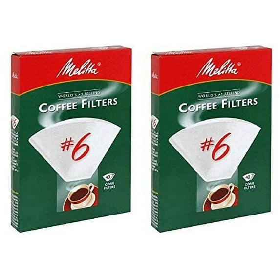 Melitta Super Premium #6 Cone Paper Coffee Filters White, 40 Count, 2 Pack