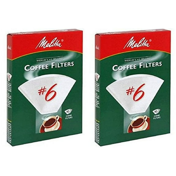 Melitta Super Premium #6 Cone Paper Coffee Filters White, 40 Count, 2 Pack