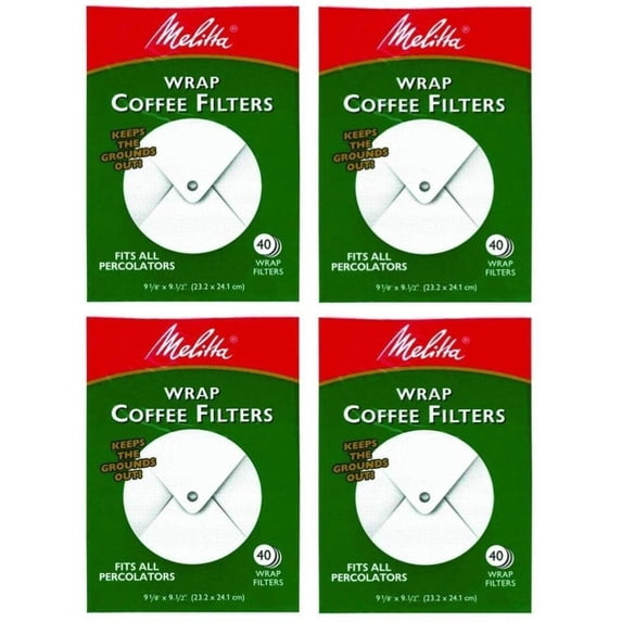 Melitta White Wrap Around Coffee Filter for Percolator, 40 Count (Pack of 4)