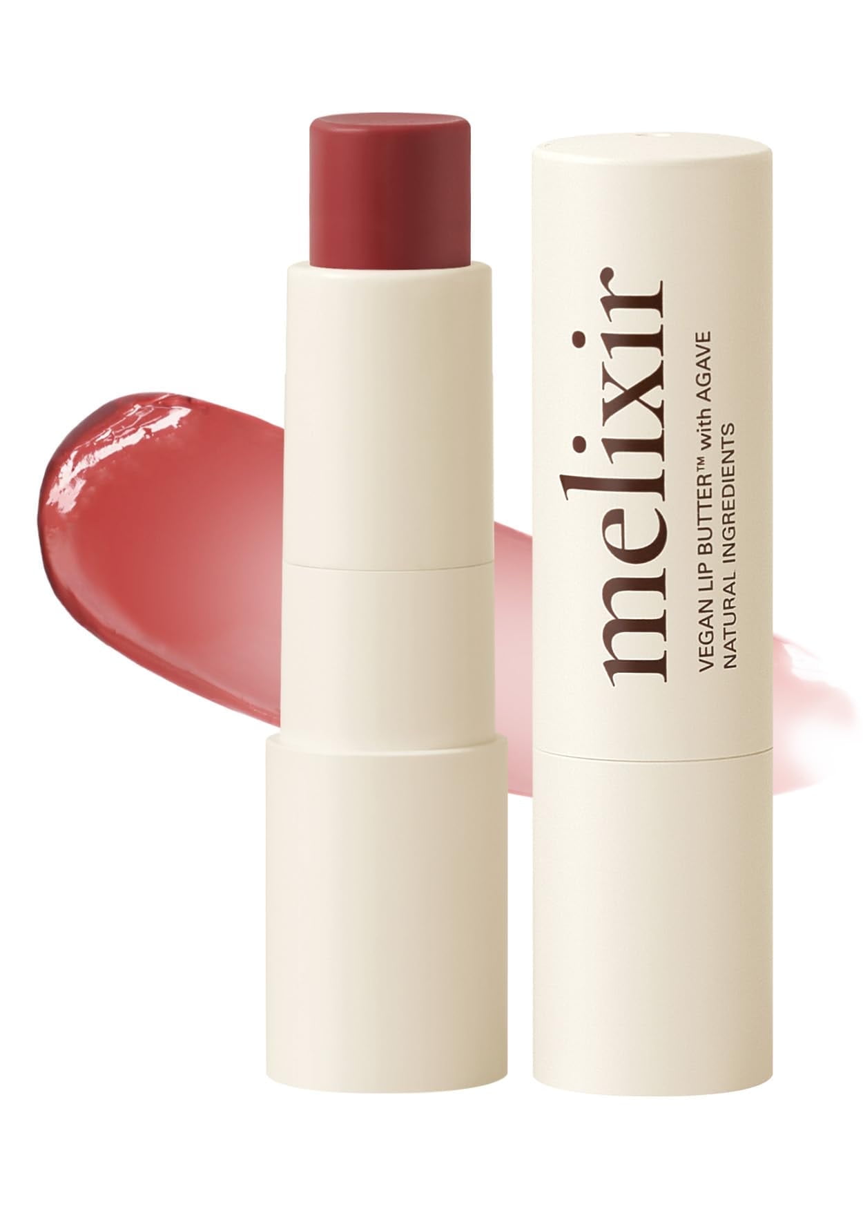 Melixir Vegan Lip Butter #02 Nudy Rose (12 Colors), Hydrating Tinted Lip Balm Stick, Bee-Free, Petrolatum-Free, Plant-Based, Moisturizes Dry & Chapped Lips With Shea Butter, Sheer, Natural Finish