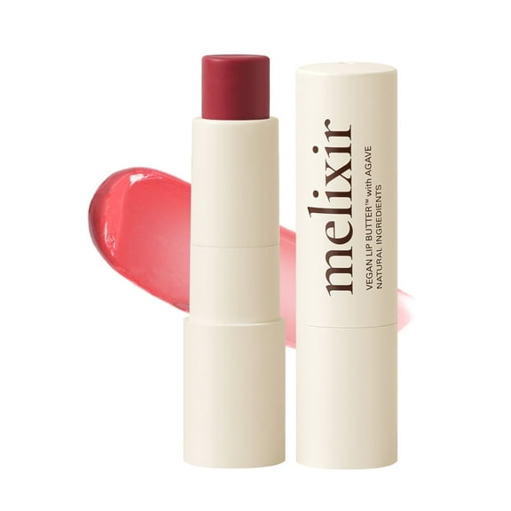 Melixir Vegan Lip Butter #05 Dewy Rose (12 Colors), Hydrating Tinted Lip Balm Stick, Bee-Free, Petrolatum-Free, Plant-Based, Moisturizes Dry & Chapped Lips With Shea Butter, Sheer, Natural Finish