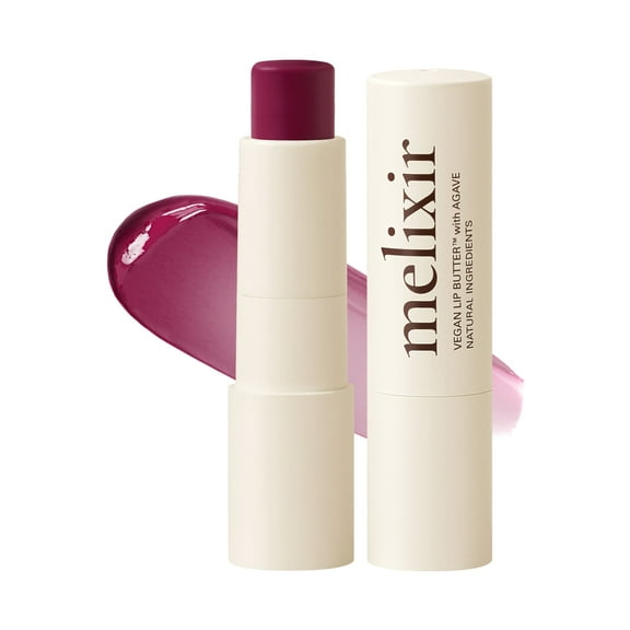 Melixir Vegan Lip Butter #16 Wine Stain (12 Colors), Hydrating Tinted Lip Balm Stick, Bee-Free, Petrolatum-Free, Plant-Based, Moisturizes Dry & Chapped Lips With Shea Butter, Sheer, Natural Finish