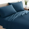 thumbnail image 1 of Mellanni 3 Piece 100% Cotton Bed Sheet Set, 400 Thread Count, Deep Pocket, Twin, Navy, 1 of 7