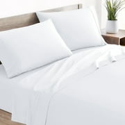 Mellanni 4 Piece 100% Cotton Bed Sheet Set, 400 Thread Count, Deep Pocket, King - White