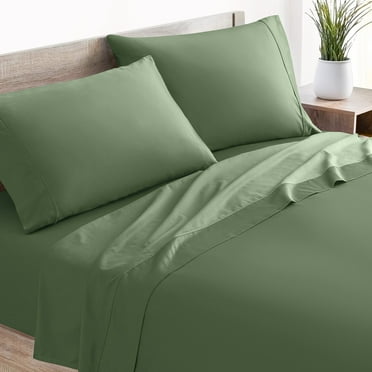 Mellanni 4 Piece 100% Cotton Bed Sheet Set, 400 Thread Count, Deep Pocket, Queen, Green