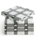 thumbnail image 1 of Mellanni 4 Piece Bed Sheet Set Heavyweight Cotton Flannel Deep Pocket, California King, Gray Animal, 1 of 6