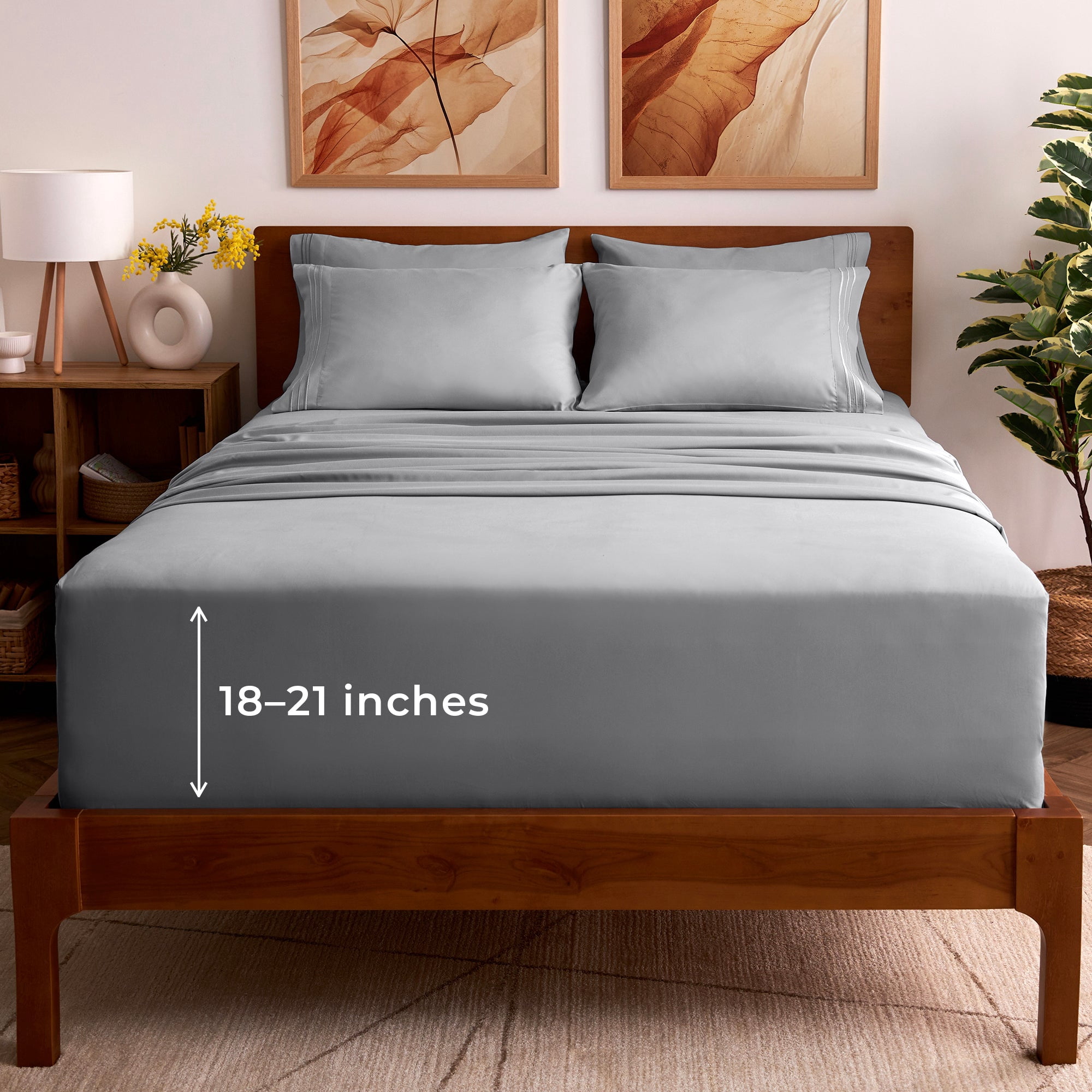 Mellanni 6 Piece Bed Sheet Set Brushed Microfiber, Extra Deep Pocket ...