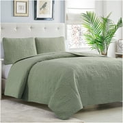 Mellanni Bedspread Coverlet Set Olive Green - Reversible Bedding Cover - Oversized Quilt Set, 3 Piece, King / Cal King, Olive Green